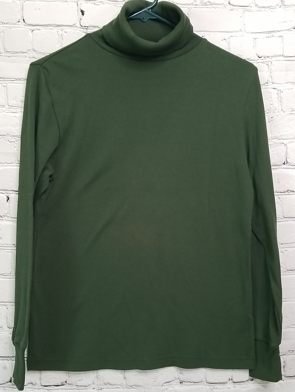 ERIKA womens turtle neck top size small dark green GUC